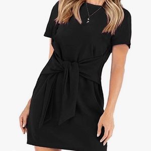Black Tshirt Dress with Tie